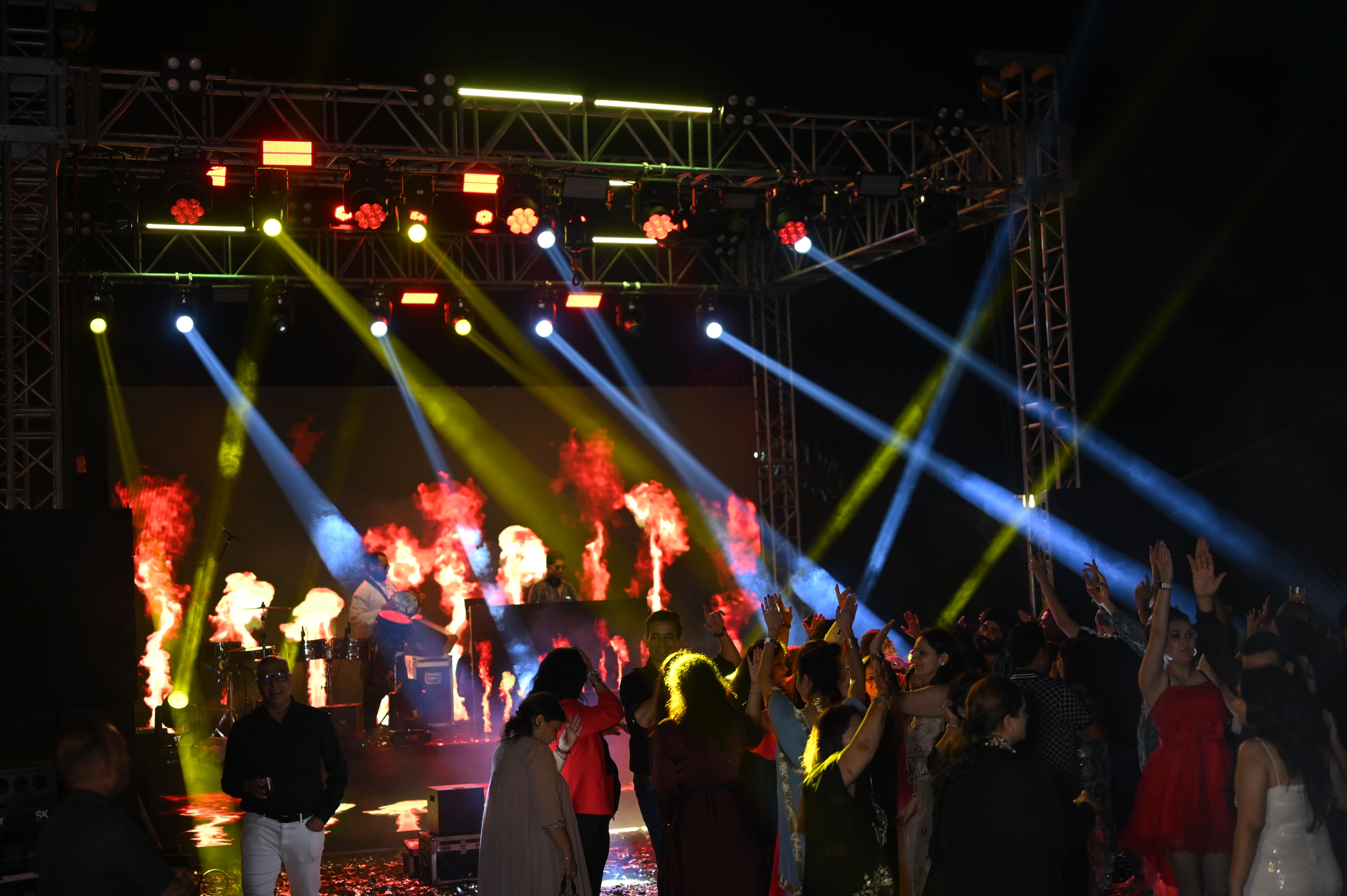 Outdoor stage with dynamic laser lighting in Greater Noida